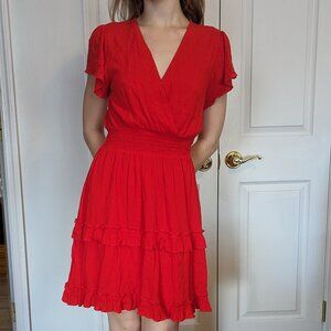 Altar'd State Red V-neck Mini Dress